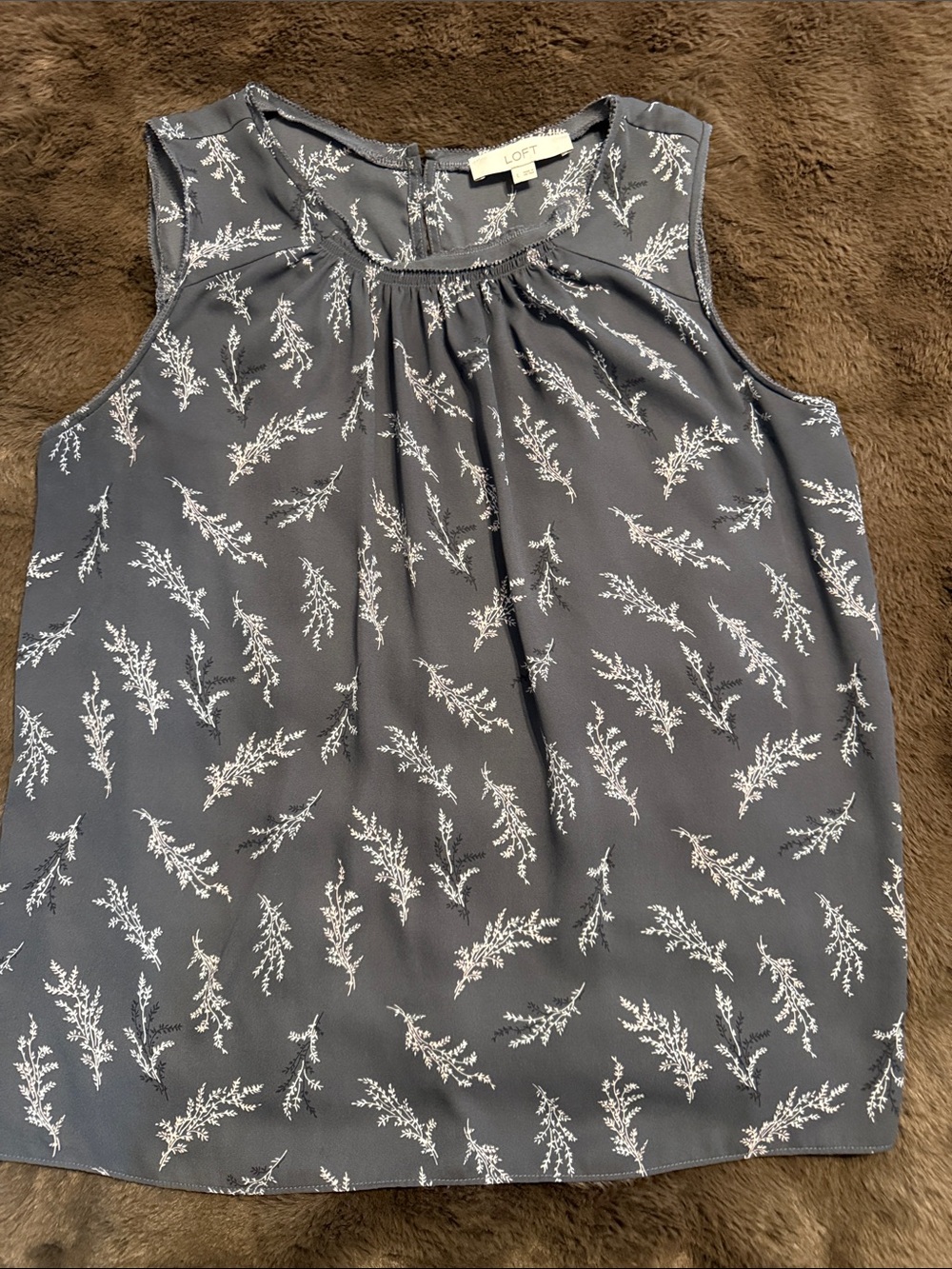 LOFT Charcoal Gray Floral-Print Sleeveless Camisole